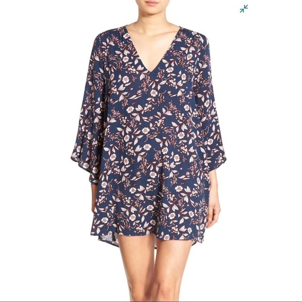 LUSH Whitney Bell Sleeved Woven Shift Dress Floral